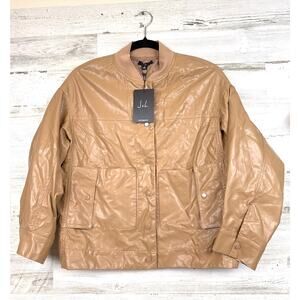 JOH Apparel Womens XS Tan Vegan Leather Lightweight Curve Back Jacket NWT